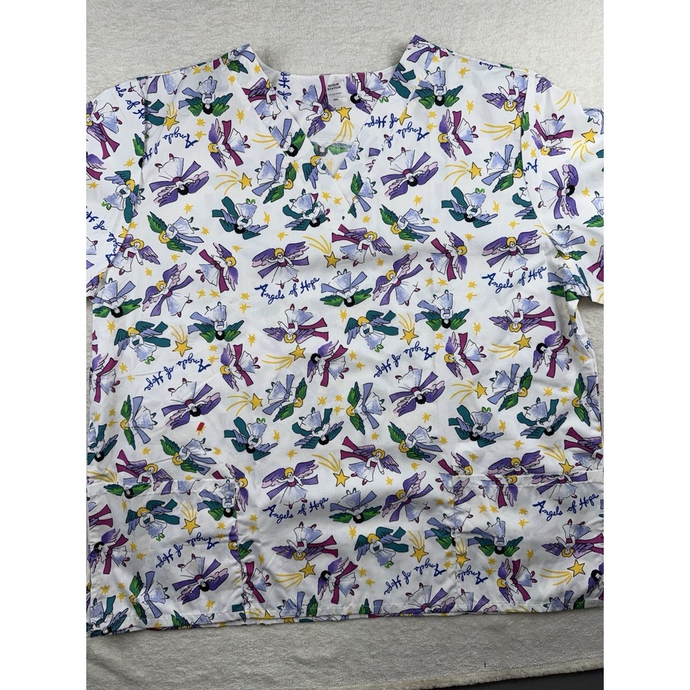 Scrub Station VS Collection Women's V Neck Scrub Top Size 3XL Angels Of Hope